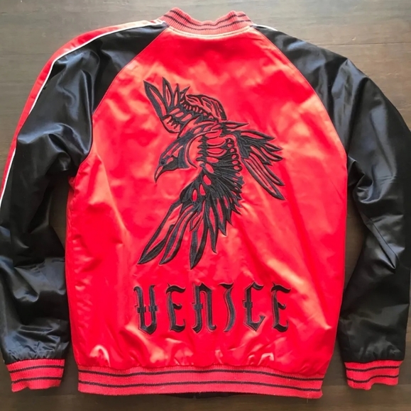 Diesel Reversible Satin Venice Wolf Bomber Jacket Medium - Picture 3 of 4